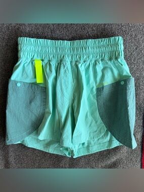 lululemon athletica Mint Teal Hike Athletic Shorts with Neon Tab